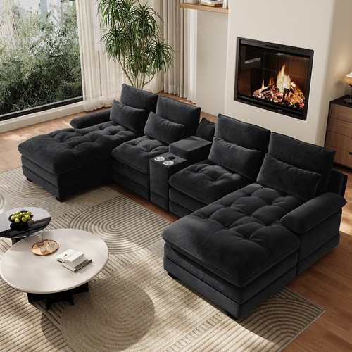 134 seat shaped sectional - 134", u