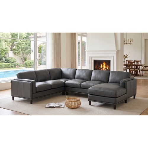 Dark gray leather - dark,