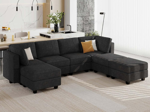 Large shaped sectional sofa - u,