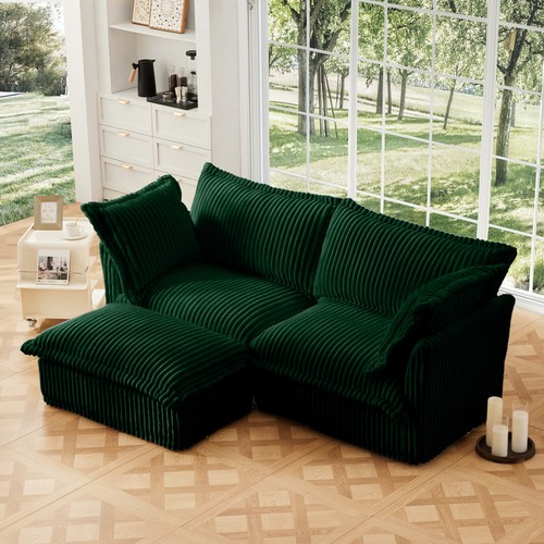Green corduroy shaped - corduroy, l-shaped